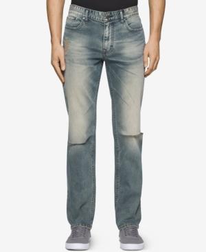 Calvin Klein Men's Sim-fit Straight Fatigued Jeans