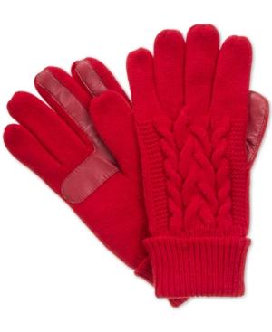 Isotoner Signature Touchscreen Enabled Solid Triple Cable Knit Palm Gloves