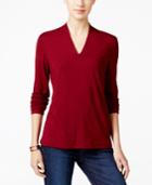Charter Club Petite V-neck Knit Top, Only At Macy's