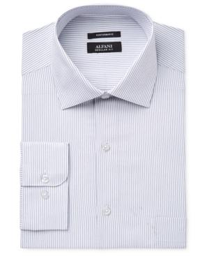 Alfani Men's Classic/regular Fit Performance Blue Stripe Dress Shirt, Only At Macy's