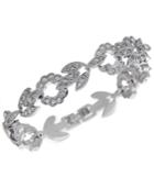 Nina Silver-tone Swarovski Crystal Pave Floral Bracelet