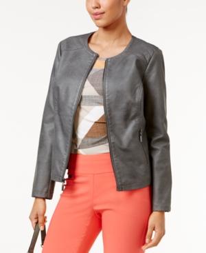 Alfani Faux-leather Quilted-trim Jacket, Only At Macy's