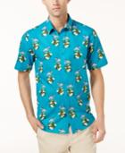 American Rag Men's Santa Flamingo Graphic-print Shirt, Created For Macy's