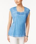 Style & Co Cotton Lace Eyelet-embroidered Top, Only At Macy's