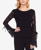 Vince Camuto Lace-illusion Bell-sleeve Top