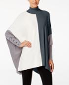 Alfani Turtleneck Colorblock Poncho Sweater, Created For Macy's