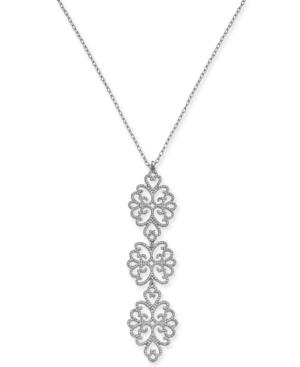 I.n.c. Silver-tone Pave Openwork Pendant Necklace, 30 + 3 Extender, Created For Macy's
