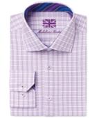 Michelsons Of London Men's Slim-fit Lilac Check Dress Shirt