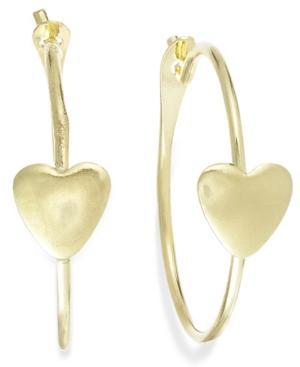 Children's 14k Gold Earrings, Heart Hoop Earrings