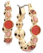 Nine West Gold-tone Red Stone Hoop Earrings