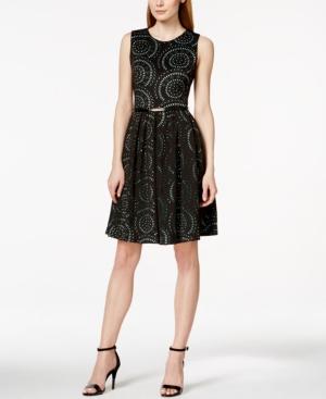 Calvin Klein Laser-cutout Belted A-line Dress