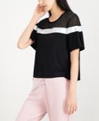 Material Girl Juniors' Striped Sheer-inset Top, Created For Macy's