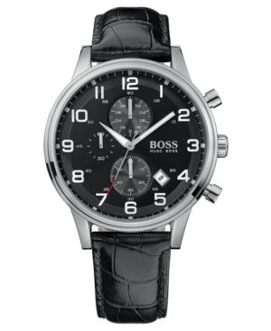 Hugo Boss Watch, Men's Black Leather Strap H2006