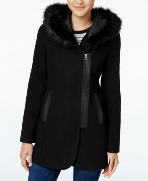 Maralyn & Me Faux-fur-trim Asymmetrical Walker Coat