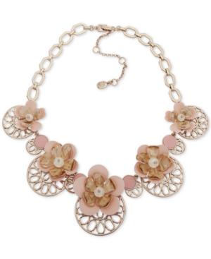 Ivanka Trump Gold-tone Imitation Pearl & Flower Statement Necklace, 16 + 3 Extender