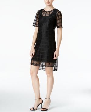 Bcbgeneration Gird Pattern Illusion Overlay Shift Dress