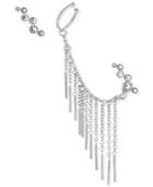 Vince Camuto Silver-tone Asymmetrical Fringe Crawler Earrings
