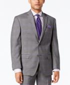 Sean John Men's Classic-fit Stretch Gray/purple Windowpane Plaid Suit Jacket