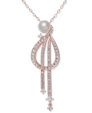 Danori Rose Gold-tone Crystal & Imitation Pearl Pendant Necklace, Created For Macy's