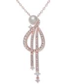 Danori Rose Gold-tone Crystal & Imitation Pearl Pendant Necklace, Created For Macy's