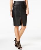Marilyn Monroe Juniors' Zipper-pocket Midi Pencil Skirt With Faux-leather Front