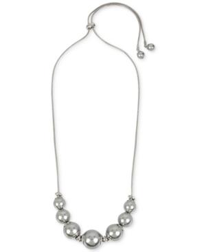 Kenneth Cole New York Silver-tone Knot & Imitation Pearl 30 Slider Statement Necklace