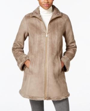 Jones New York Faux-shearling A-line Walker Coat