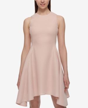 Dkny Mesh Scuba Fit & Flare Dress