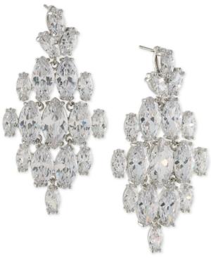 Carolee Silver-tone Convertible Marquise Crystal Chandelier Earrings