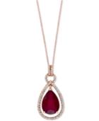 Rosa By Effy Ruby (6-3/8 Ct. T.w.) And Diamond (1/3 Ct. T.w.) Teardrop Pendant Necklace In 14k Rose Gold