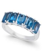 Blue Topaz Five Stone Ring (3-3/4 Ct. T.w.) In Sterling Silver