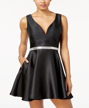Crystal Doll Juniors' Embellished Sweetheart Fit & Flare Dress
