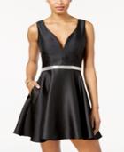Crystal Doll Juniors' Embellished Sweetheart Fit & Flare Dress