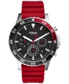 Fossil Men's Chronograph Crewmaster Red Silicone Strap Watch 46mm Ch3056