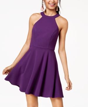 City Studios Juniors' Lace-detail Fit & Flare Dress