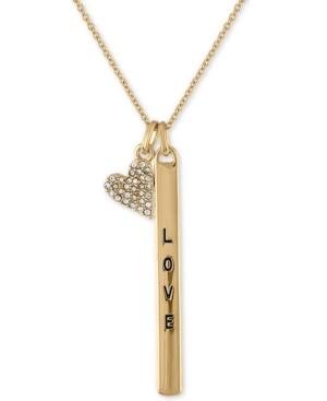 Rachel Rachel Roy Gold-tone Pave Heart & Love Charm Pendant Necklace, 20 + 2 Extender
