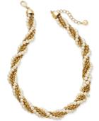 Charter Club Gold-tone Imitation Pearl And Chain Twist Collar Necklace, 18 + 2 Extender, Created For Macy's