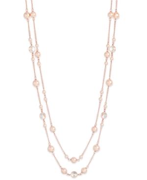 Charter Club Rose Gold-tone Imitation Pearl Two-row Long Necklace, Only At Macy's