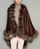 The Fur Vault Fox-fur-trim Wool-blend Cape