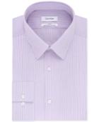 Calvin Klein Steel Men's Slim-fit Non-iron Stretch Performance Purple Stripe Dress Shirt