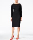 Thalia Sodi Mesh-trim Textured Sheath Dress, Only At Macy's