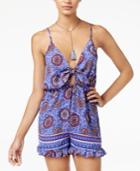 American Rag Juniors' Printed Tie-front Romper, Created For Macy's