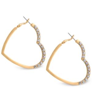 Guess Crystal Accented Heart Hoop Earrings