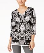 Jm Collection Printed Chain-link Tunic, Created For Macy's