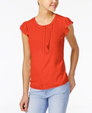 Maison Jules Crew-neck Ruffle-detail Top, Only At Macy's