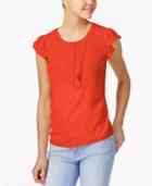 Maison Jules Crew-neck Ruffle-detail Top, Only At Macy's