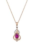 Ruby (7/8 Ct. T.w.) And Diamond Accent Pendant Necklace In 14k Rose Gold