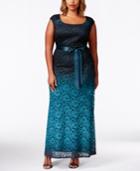 R & M Richards Plus Size Sleevless Ombre-lace Evening Gown