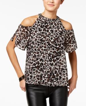 Lily Black Juniors' Cold-shoulder Shimmer Top, Created For Macy's