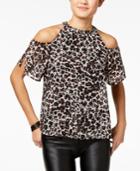 Lily Black Juniors' Cold-shoulder Shimmer Top, Created For Macy's